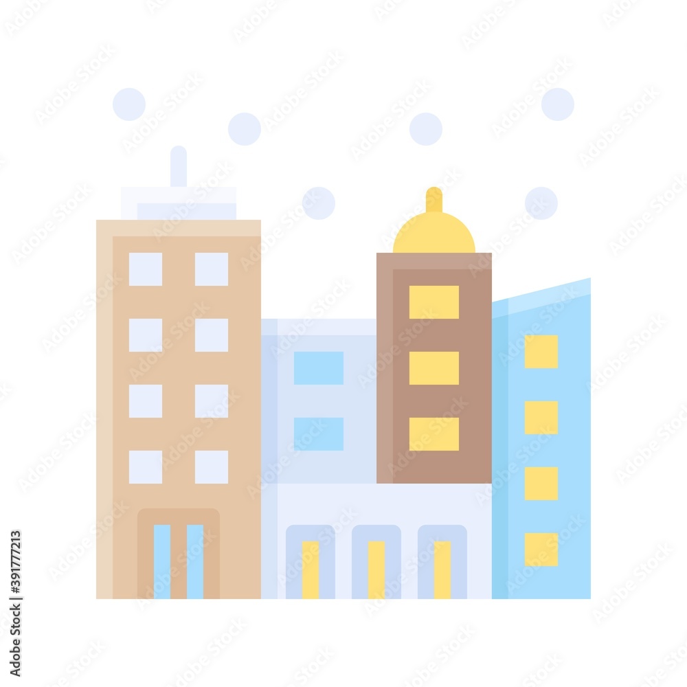 snow town in winter related city buildings with windows and ice vectors in flat style,