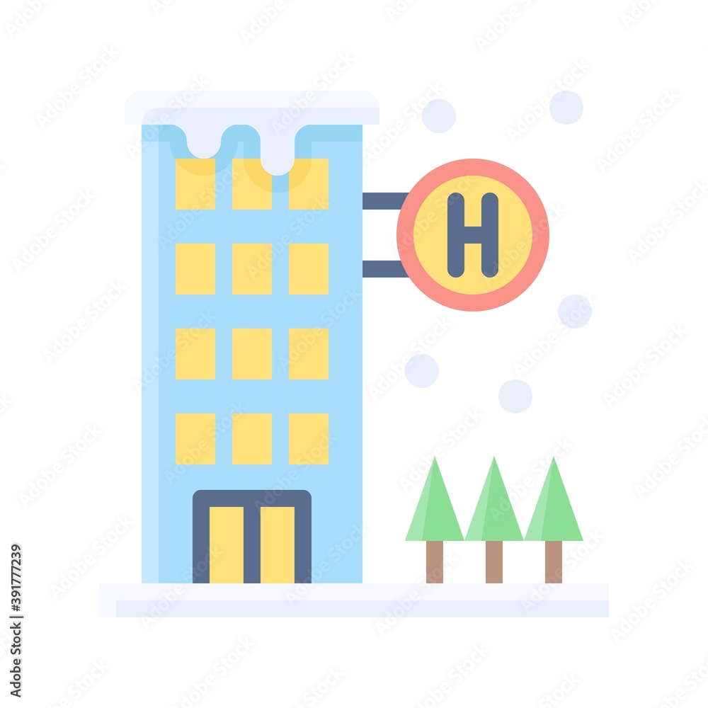 snow town in winter related hospital building with ice and windows vectors in flat style, snow town in winter related hospital building with ice and windows vectors in flat style,