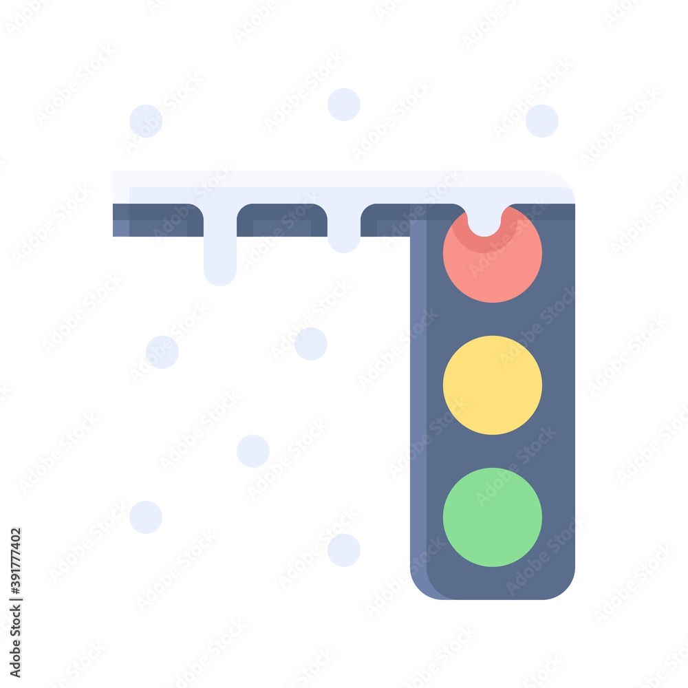 snow town in winter related traffic lights and ice vectors in flat style,