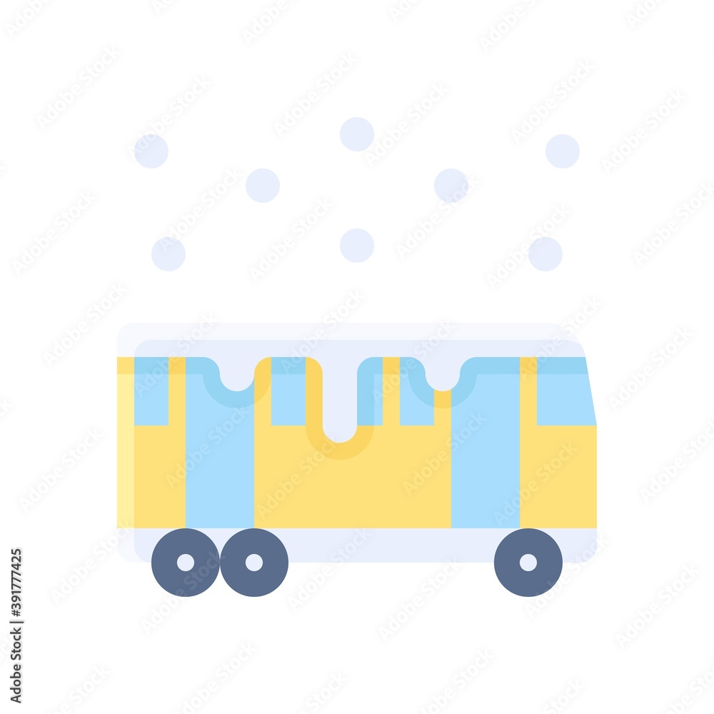 snow town in winter related bus with tires and ice vectors in flat style,