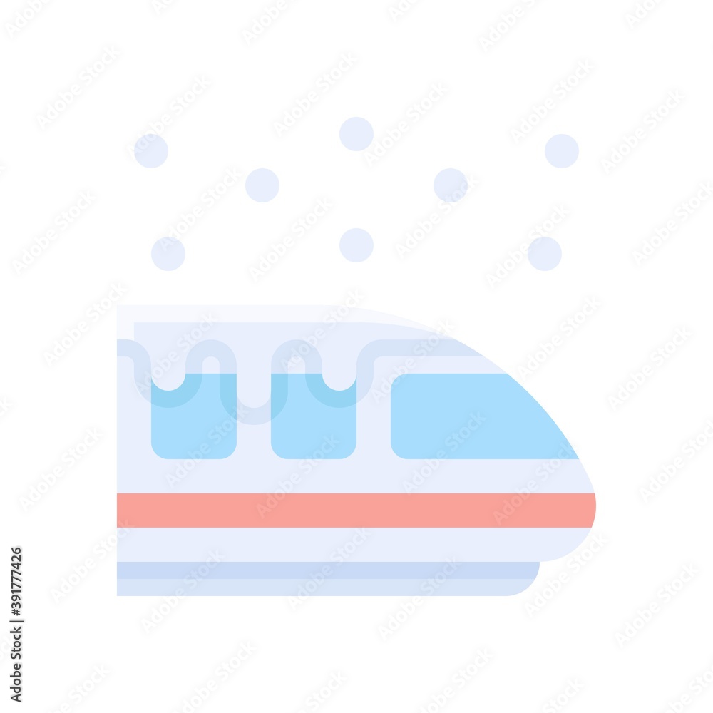 snow town in winter related van or train with glasses and ice vectors in flat style,