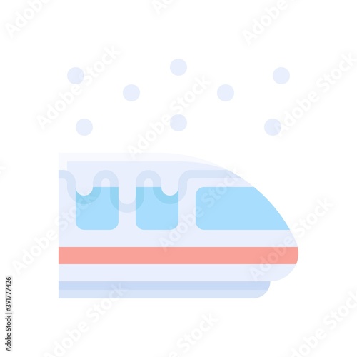 Obraz na płótnie snow town in winter related van or train with glasses and ice vectors in flat style, w salonie