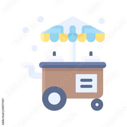 snow town in winter related mobile ice cream shop with tires and ice vectors in flat style,