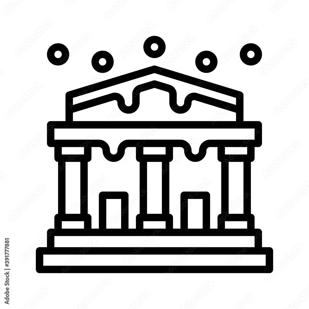 snow town in winter related bank building with ice and thumbs vectors in lineal style,