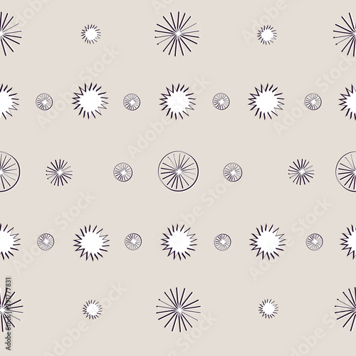 Seamless pattern on a winter theme. Snowflakes and stars of different shapes and sizes. Festive Christmas illustration.