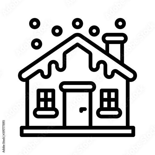 Obraz na płótnie snow town in winter related house building with chimeny and ice vectors in lineal style, w salonie