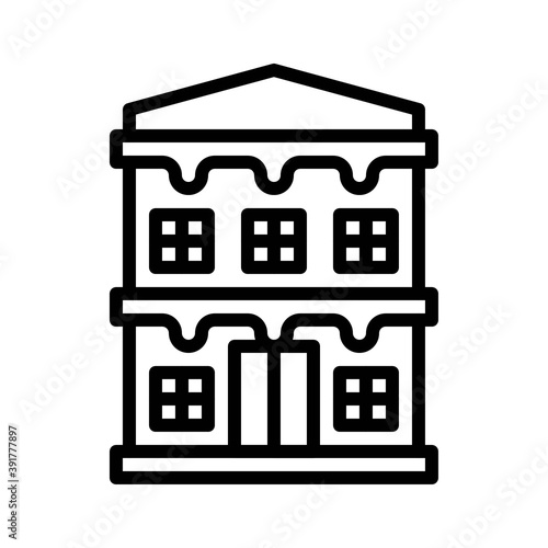 snow town in winter related house building with windows and ice vectors in lineal style,
