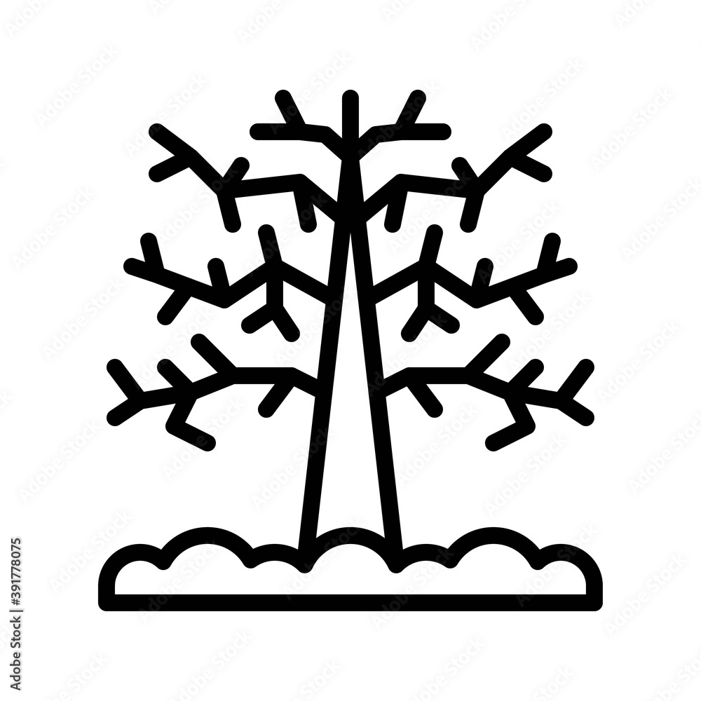 snow town in winter related tree with dry branches and ice vectors in lineal style,