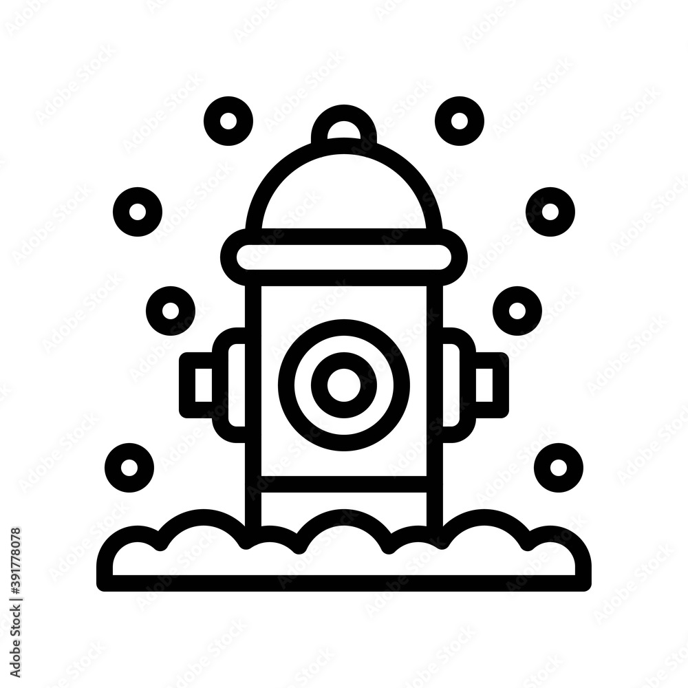 snow town in winter related fire hydrant and ice vectors in lineal style,