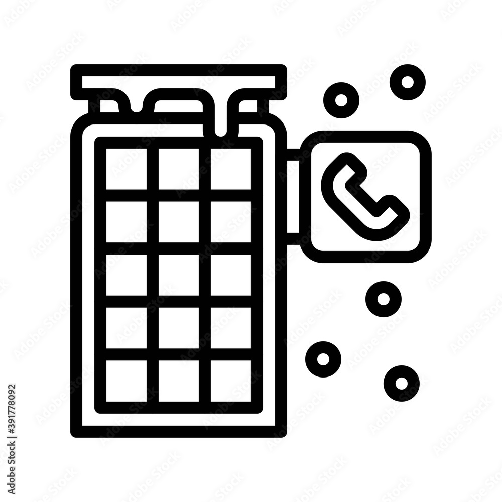 snow town in winter related payphone with board and ice vectors in lineal style,