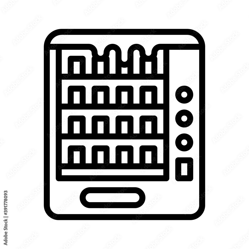 snow town in winter related vending machine with buttons and ice vectors in lineal style,