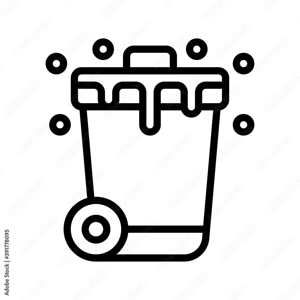 snow town in winter related basket bin with tire and ice vectors in lineal style,