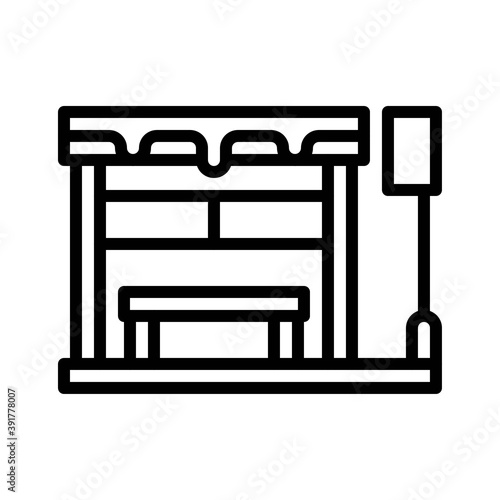snow town in winter related bus stop with bench and ice vectors in lineal style,