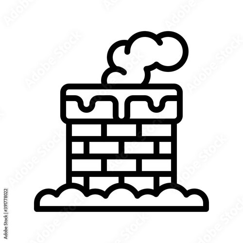 snow town in winter related chimney with smoke and ice vectors in lineal style,