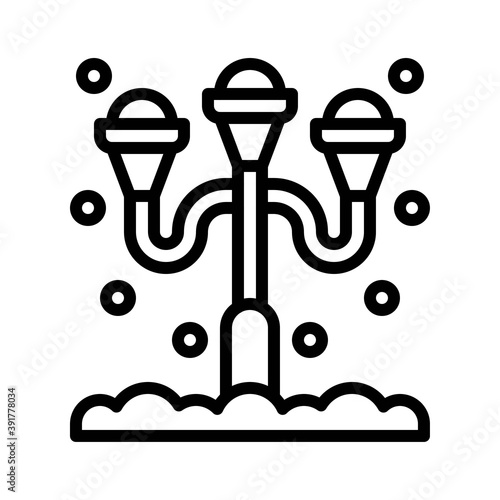 Obraz na płótnie snow town in winter related decoration lights with stand and ice vectors in lineal style, w salonie