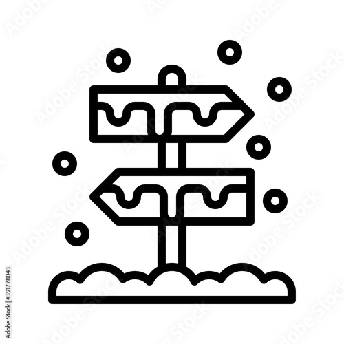snow town in winter related indicator sign with stand and ice vectors in lineal style,