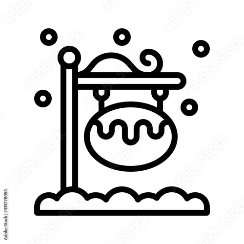 Obraz na płótnie snow town in winter related sign board with stand and ice vectors in lineal style, w salonie