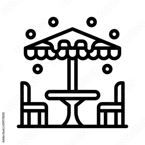Obraz na płótnie snow town in winter related chairs and table with stand and ice vectors in lineal style, w salonie
