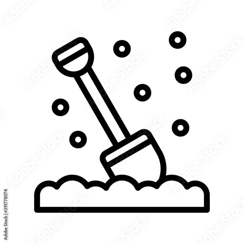 Obraz na płótnie snow town in winter related shovel with handle and ice vectors in lineal style, w salonie