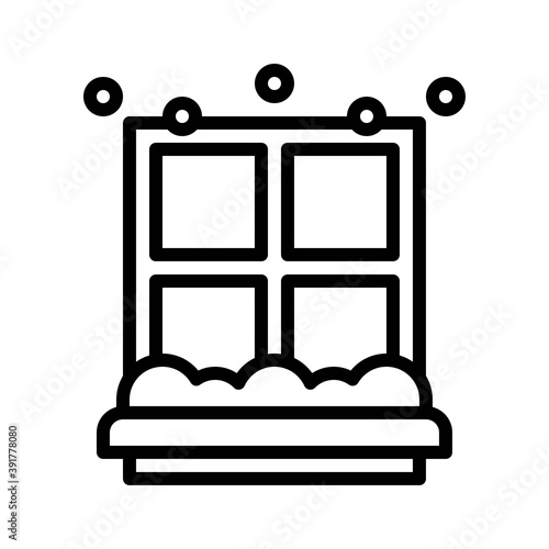 Obraz na płótnie snow town in winter related glass windows and ice vectors in lineal style, w salonie