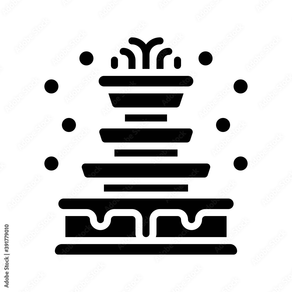 snow town in winter related fountain with ice and water vectors in solid design,