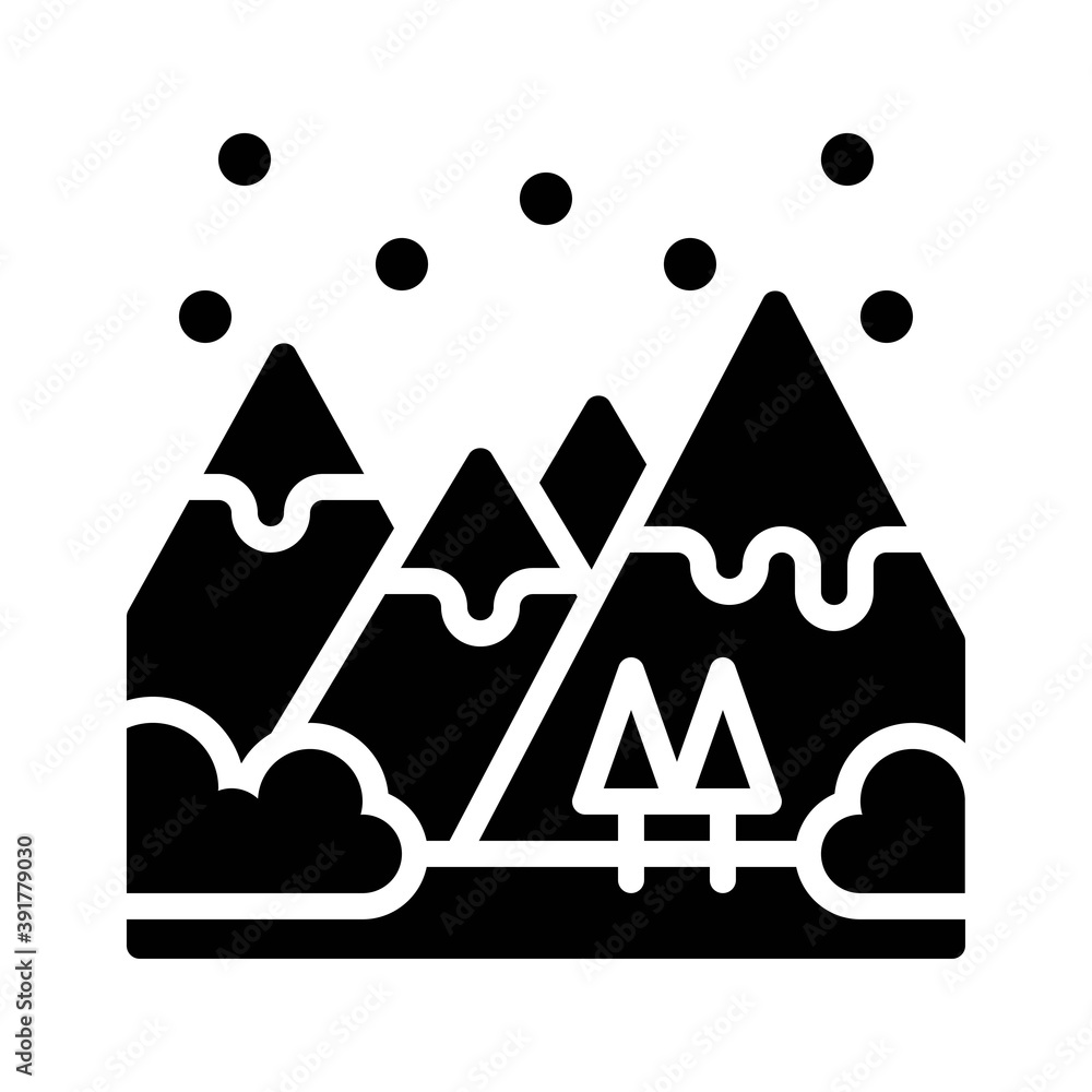 snow town in winter related forest with mountains and ice vectors in solid design,