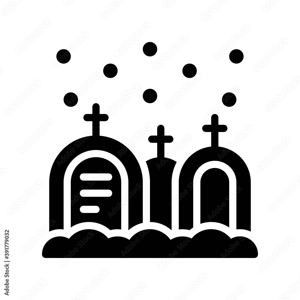 snow town in winter related R.I.P with cross sign and ice vectors in solid design,