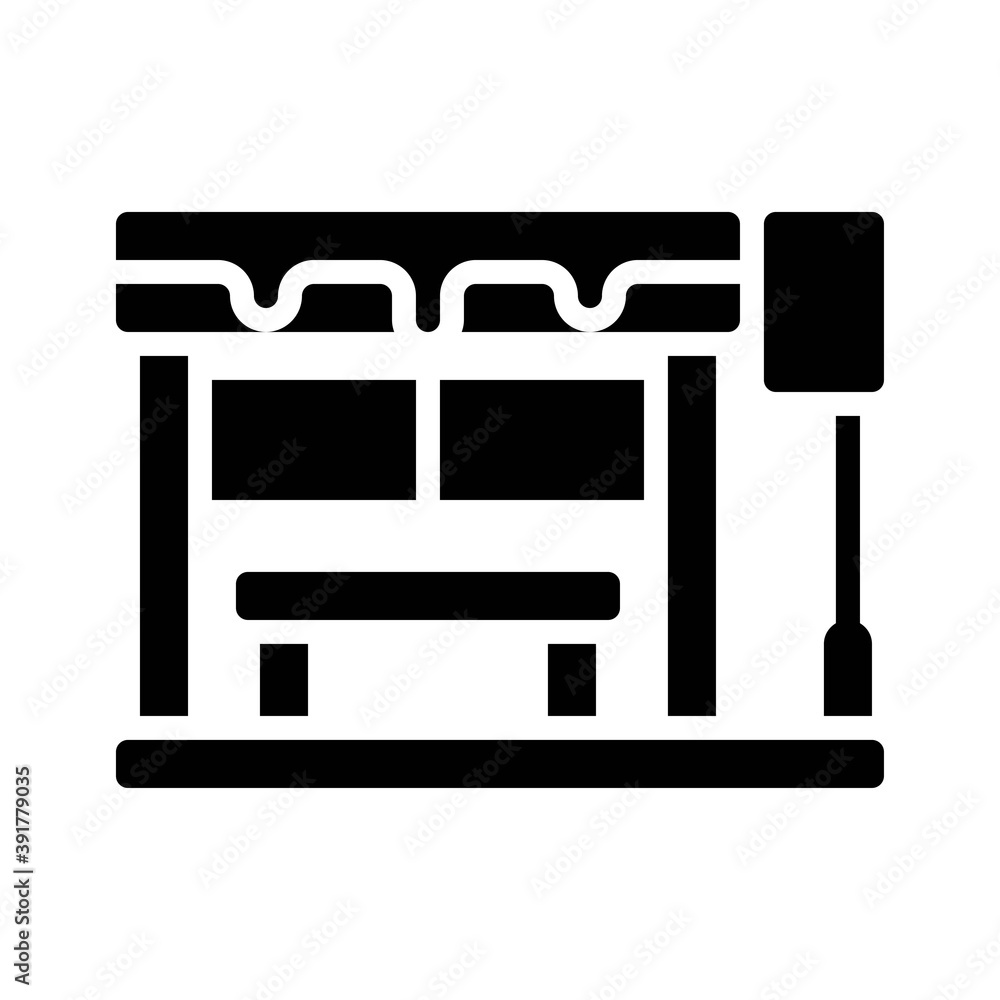 snow town in winter related bus stop with bench and ice vectors in solid design,