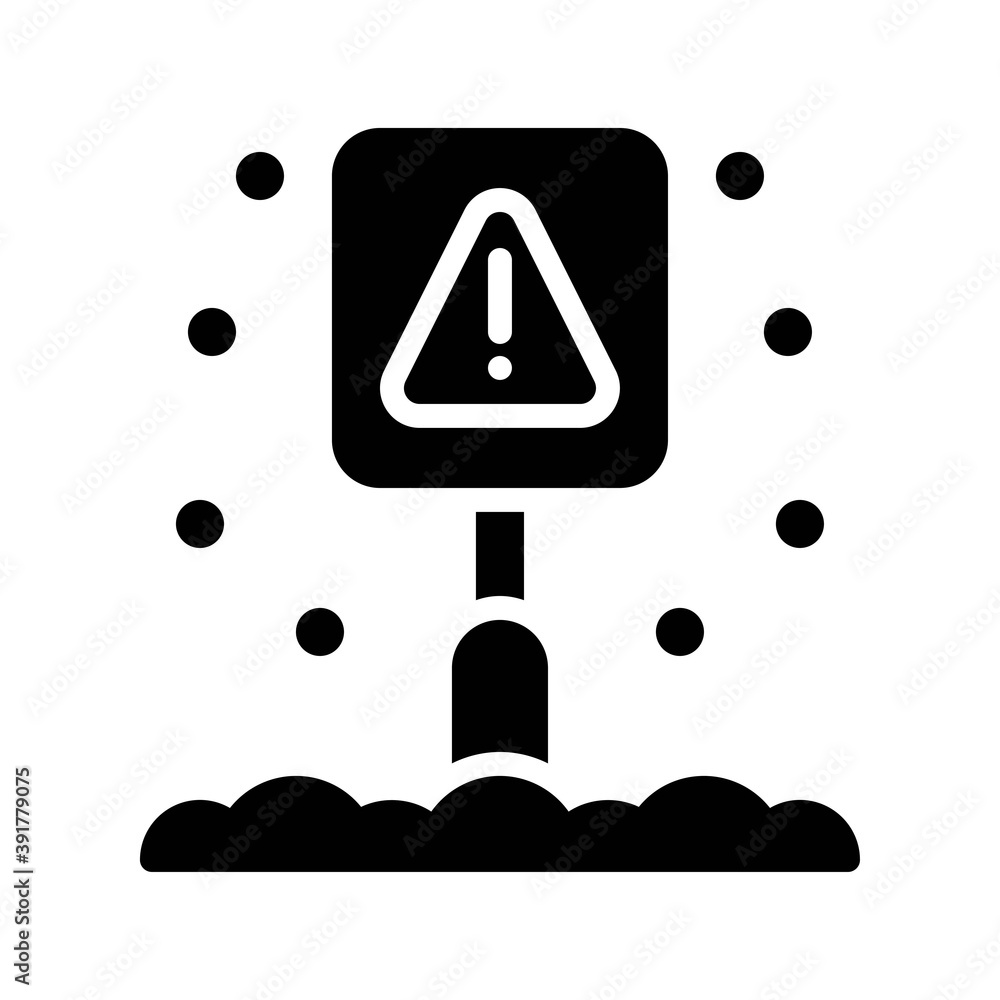 snow town in winter related dangerous sign with stand and ice vectors in solid design,