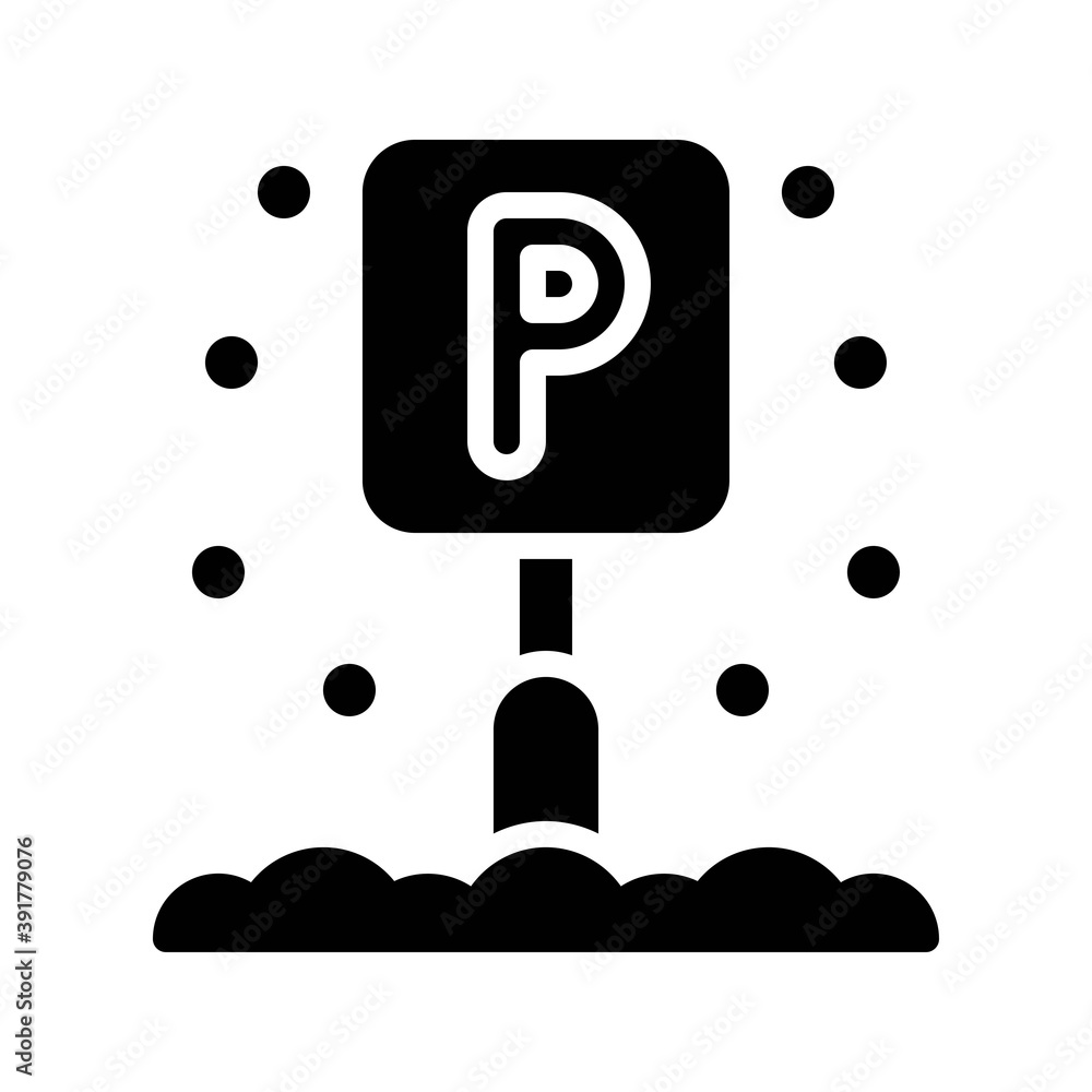 snow town in winter related parking sign with stand and ice vectors in solid design,