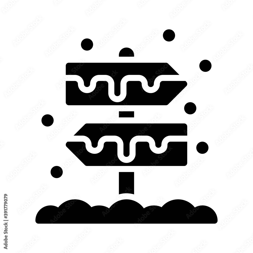snow town in winter related indicator sign with stand and ice vectors in solid design,