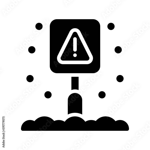 Obraz na płótnie snow town in winter related dangerous sign with stand and ice vectors in solid design, w salonie
