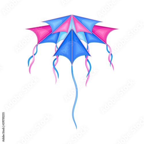 Bright Kite as Tethered Craft with Wing Surface and Tail Vector Illustration