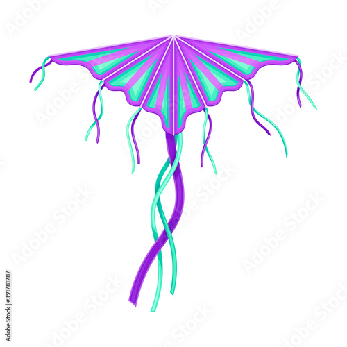 Bright Kite as Tethered Craft with Wing Surface and Tail Vector Illustration