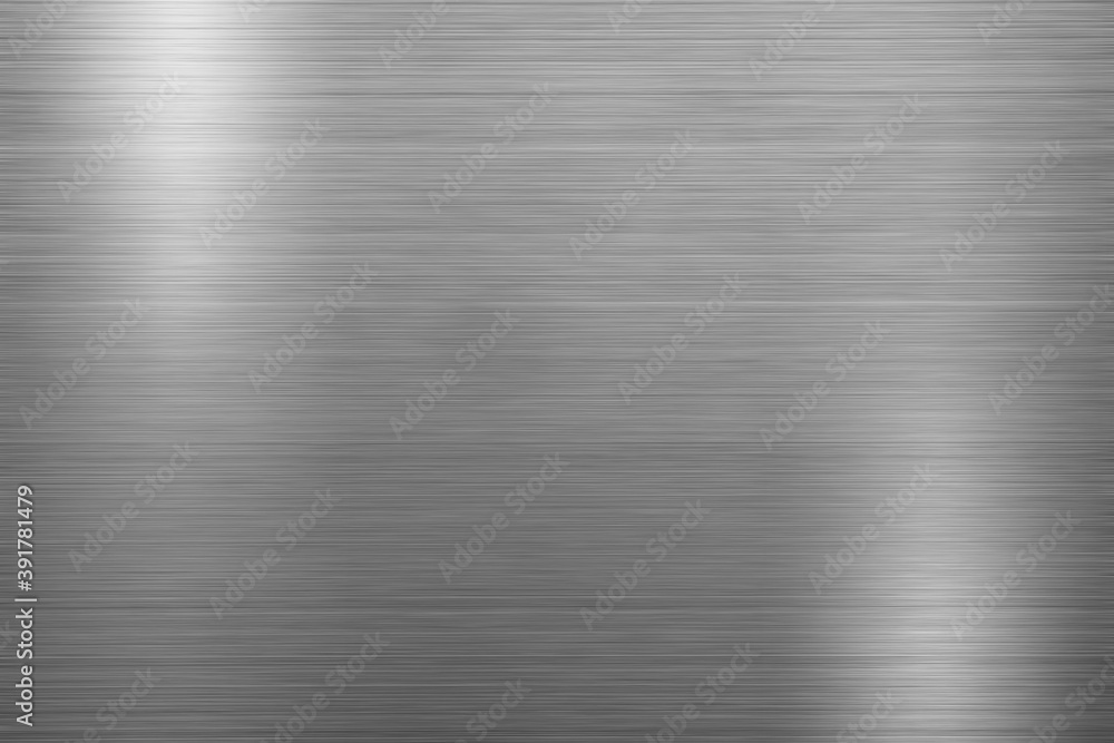 Silver metal texture of brushed stainless steel plate with the reflection  of light. Photos | Adobe Stock