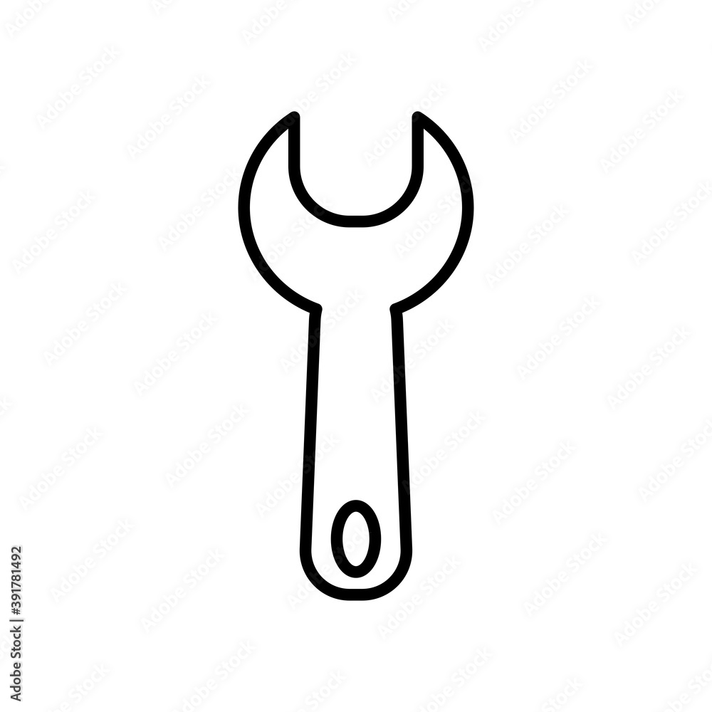 wrench tool icon, line style wrench tool icon, line style