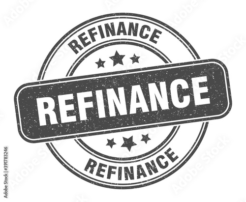 refinance stamp. refinance label. round grunge sign