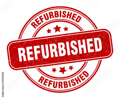 refurbished stamp. refurbished label. round grunge sign