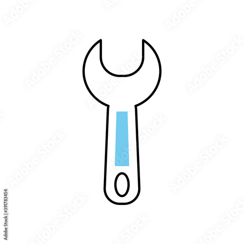 wrench tool icon, half line half color style