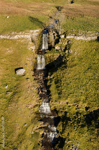 Cray Falls Wharfedale North Yorkshire from above drone image photo