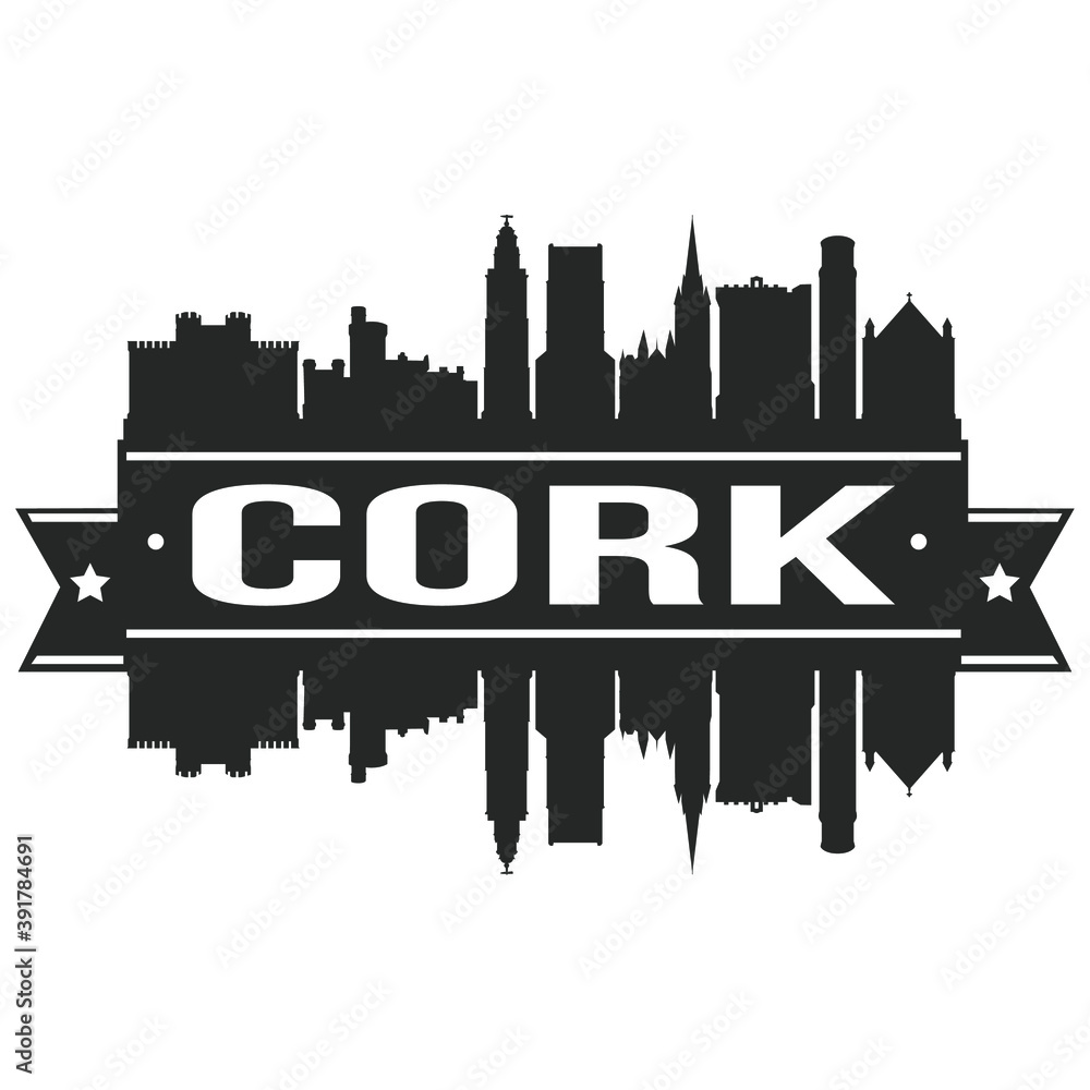 Cork Skyline Silhouette City Vector Design Art Stencil. Cork Skyline Silhouette City Vector Design Art Stencil.