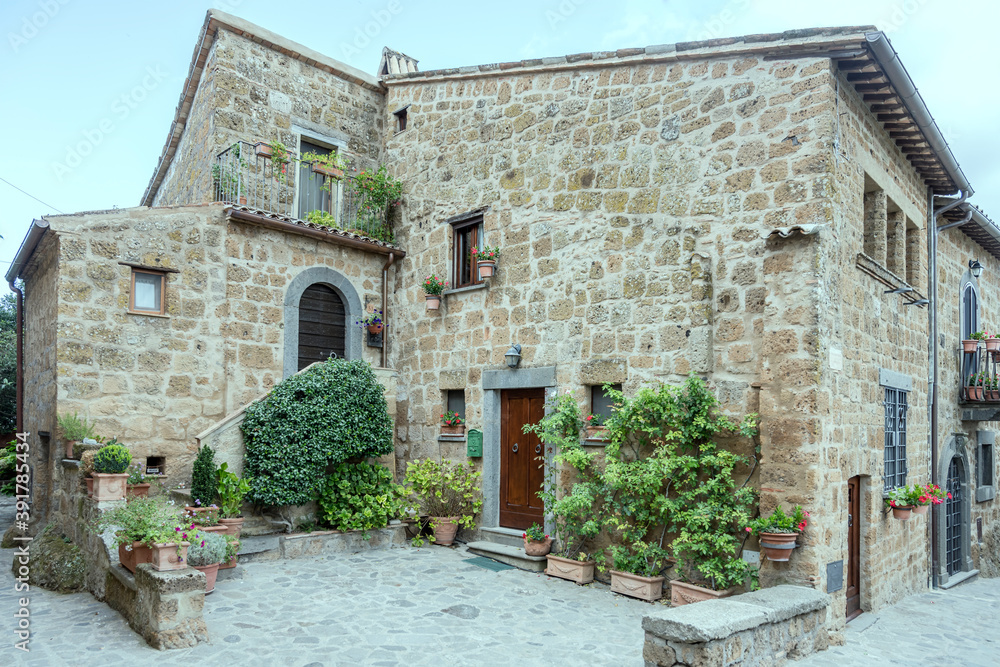 old traditional house at historical village, Civita di Bagnoregio,, Viterbo, Italy