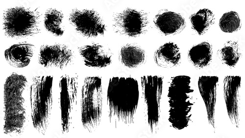 set of vector EPS10 brush stroke stains. Detailing grunge texture. Collection of hand drawn brushes, high quality trace