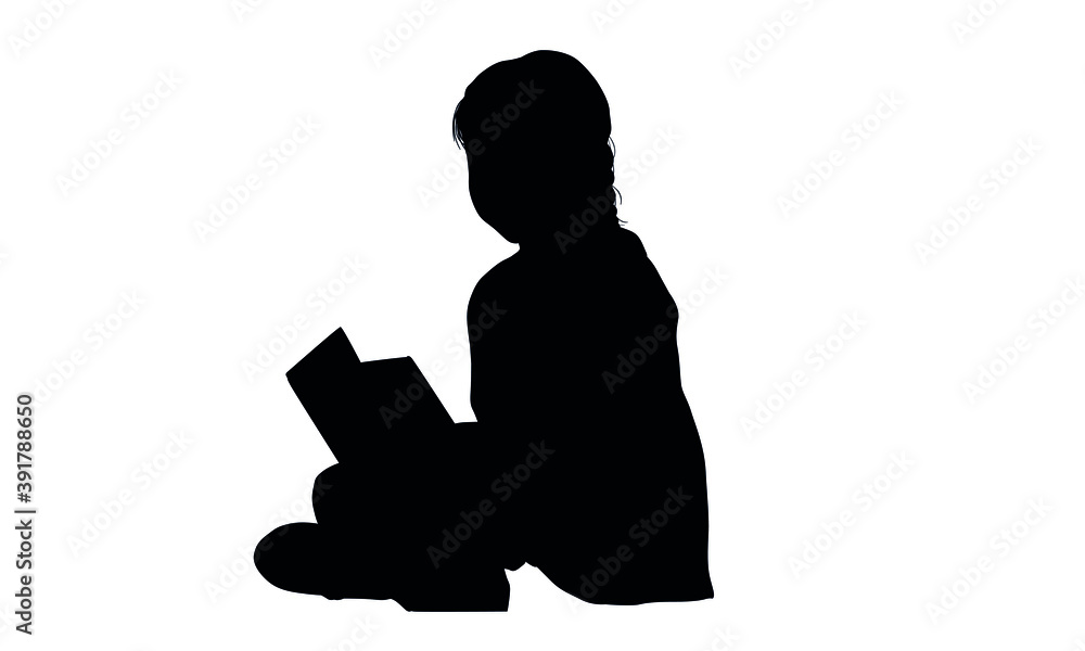 Silhouettes of The Child Reads A Book