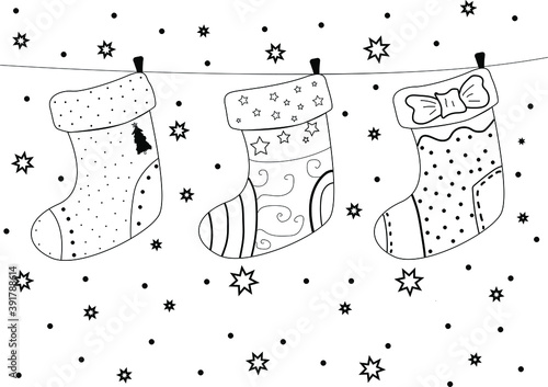 Christmas socks for gifts, vector illustration.