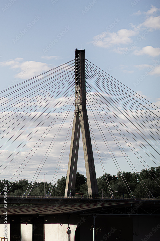 Obraz premium suspension bridge over the river