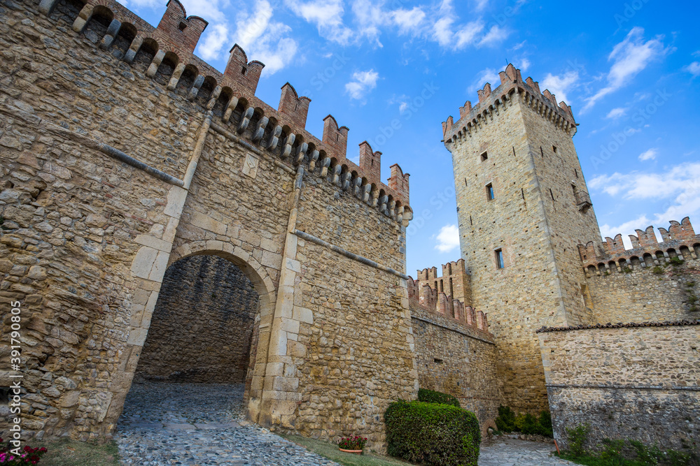 VIGOLENO, ITALY, AUGUST 25, 2020 - View of Vigoleno Castle, Piacenza province, Italy