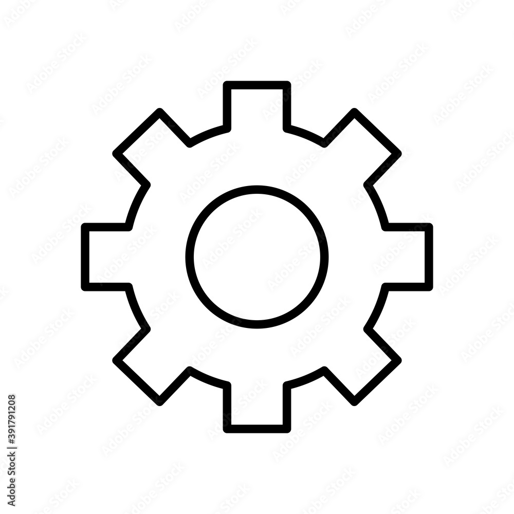 gear wheel icon, line style