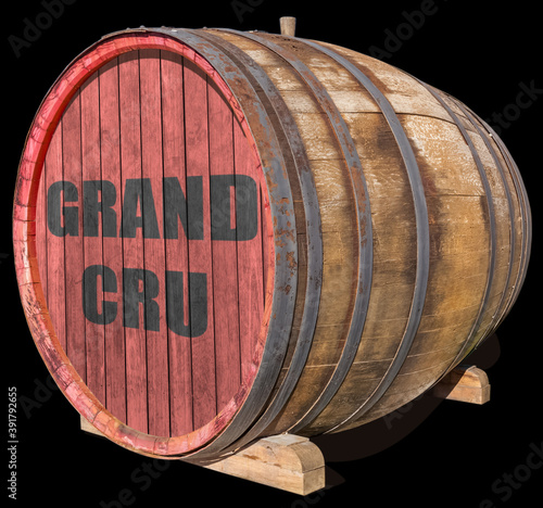 Barrique de grand cru sur fond noir  photo