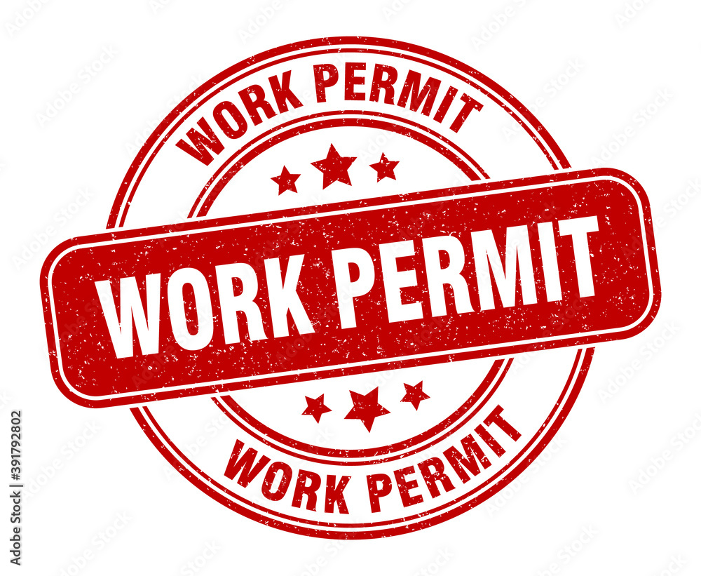 work permit stamp. work permit label. round grunge sign work permit stamp. work permit label. round grunge sign